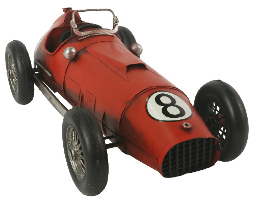 Repro Tin Red Racing Car - Click Image to Close